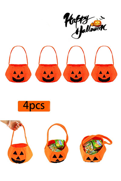 GGEROU 4PCS Halloween Pumpkin Bag 3D Non Woven Candy Tote Bag Halloween Pumpk...