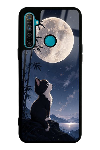 Spoyi Realme 5I Moon Guardian Kitty Design Glossy Phone Case
