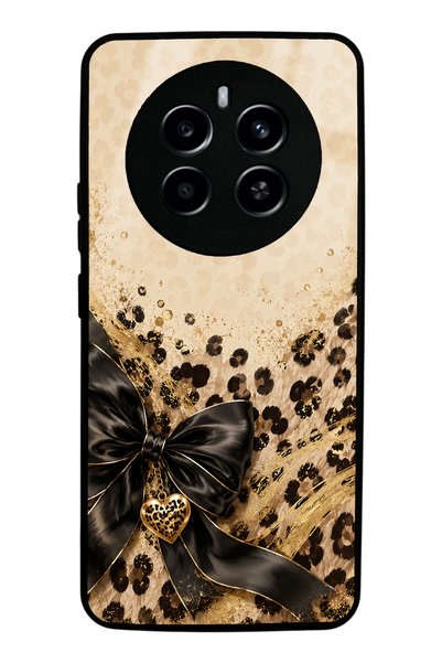 Spoyi Realme 12 Pro Golden Leopard Heart Design Glossy Phone Case