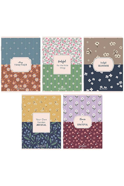 Herlitz Caiet Premium Journal A5, 80 file, in carouri, Multicolor, set 5 bucati