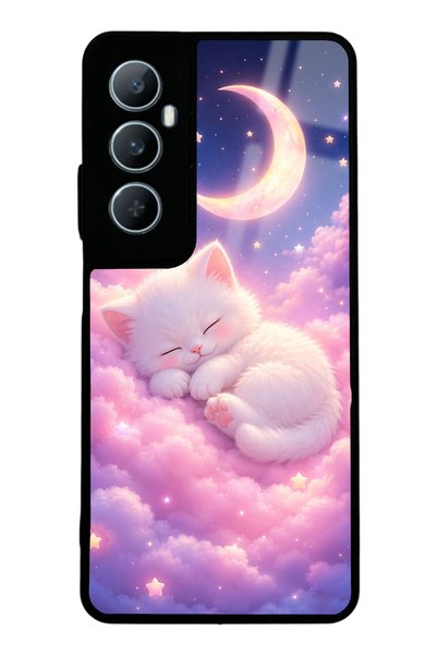 Spoyi حافظة هاتف لامعة بتصميم Realme C65 Moonlit Dream Kitten