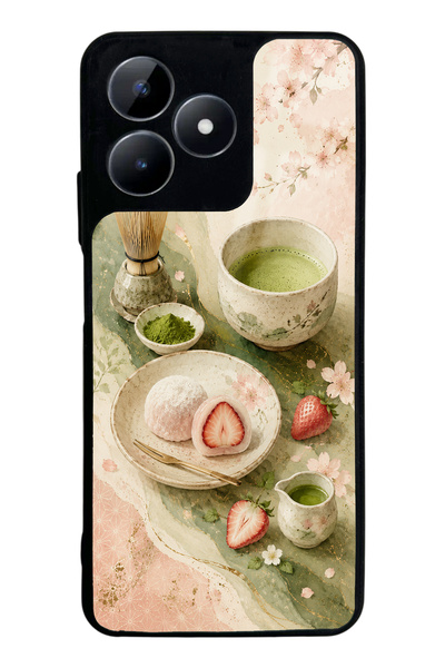 Spoyi حافظة هاتف لامعة بتصميم Realme C53 Sakura Matcha Mochi