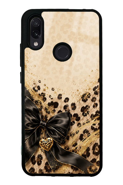 Spoyi Xiaomi Redmi Note 7 Golden Leopard Heart Tasarımlı Glossy Telefon Kılıfı