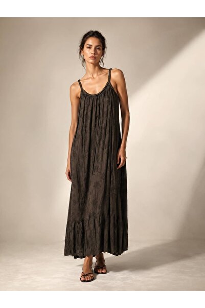 Punta Otantik Yg61601 Italian Guipure and Embroidered Strappy Cotton Dress Co...