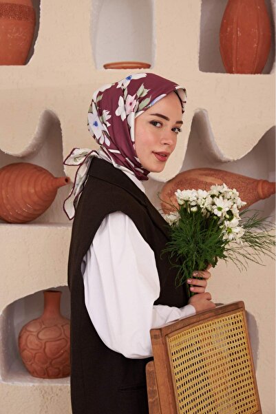 lune FLOWER TWİLL EŞARP