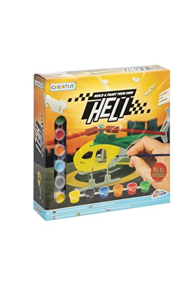 GRAFİX Set constructie din lemn cu 6 culori si pensula - elicopter