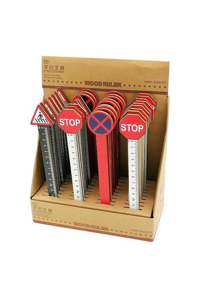adar Rigla lemn 12 cm semn rutier multicolor set 36 buc