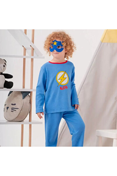 BUUDE Heros Bag and Masked Boy's Pajama Set Dark Blue 4-7 Years