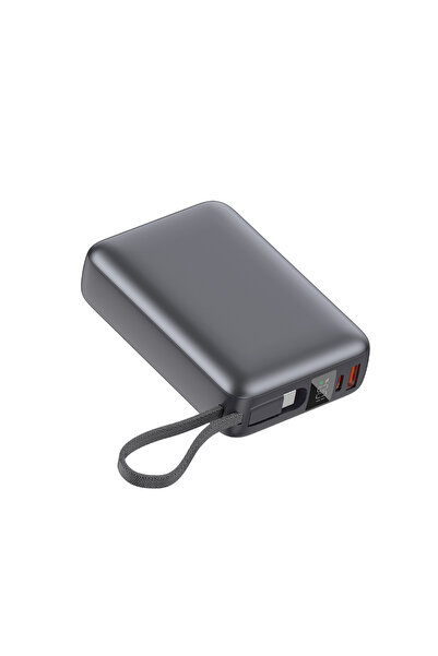 QCY Power Bank 20000mAh 45W Fast Charging PB20A-B – Portable Charger with USB-C & USB-A Output, High Capacity Travel Power Bank, Fireproof ABS+PC Shell grey