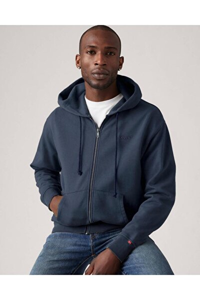 Levi's سويت شيرت رجالي بقلنسوة وسحاب باللون الأزرق الداكن - A7771-0001