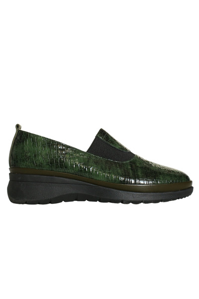 Platin Green patent leather print women's comfort casual shoes