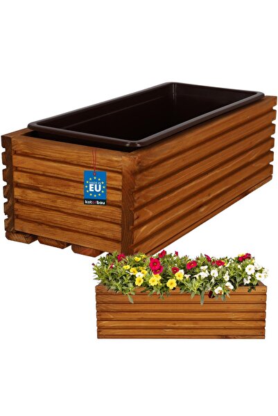 KOTARBAU Jardinieră din lemn pentru terasă cu inserție de stejar 44 x 20 CM