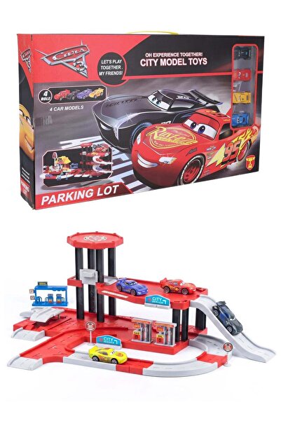 REZZOSS McQueen Parking Lot Game with 4 Multicolor Car Models – Multi-Level P...