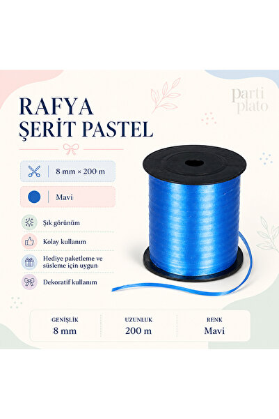san Raffia Ribbon Pastel 8mm X 200mm Blue
