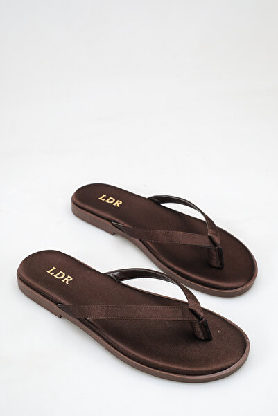 LDR Women's Brown Satin Flat Flip-Flops