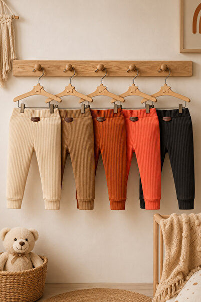MAHFEL 5-Pack 100% Cotton Flexible Ribbed Baby Alpine Pants Unisex