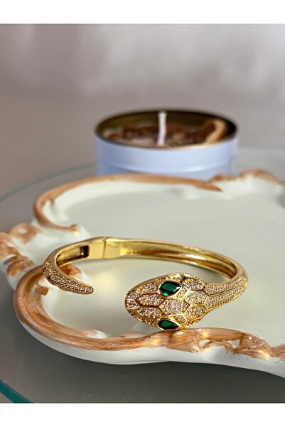 ANKA JEWELLRY سوار نسائي من الفولاذ بتصميم يلان ذهبي مرصع بحجر الزركون