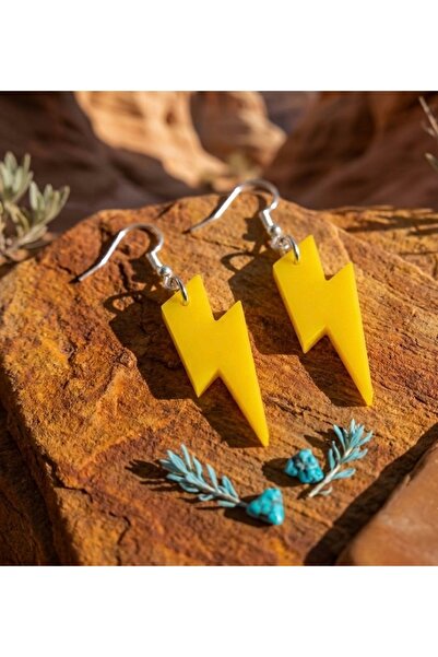 Generic Brand Plexi Electric Lightning Yellow Color Earrings