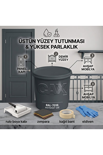 caxcolors CAX Colors Parlak Boya 1 L - Panel Kapı, Demir ve Ahşap Boyası (Yük...