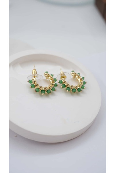 Jerie Gold Crt Colorful Beaded Detail Hoop Earrings