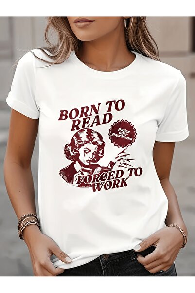 212ZTD تي شيرت أبيض بتصميم بسيط مطبوع عليه Read Books Be Kind Stay Weird بأكم...