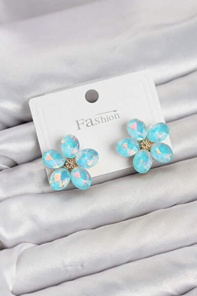 OGHAMAY Ice Blue Color Crystal Stone Flower Model Women's Earrings