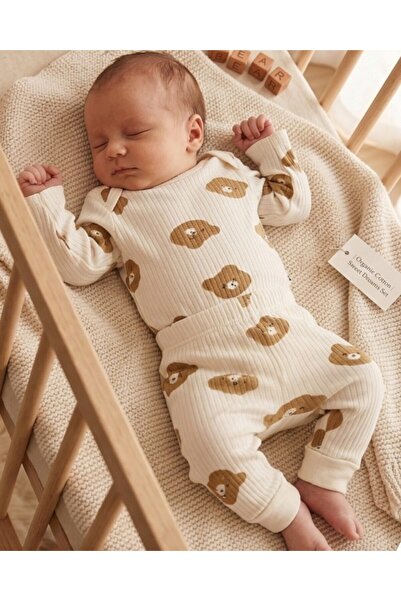 voyyo kids baby 100% Cotton 0-3-6-9-12 Months Teddy Bear Printed Snap-On Body...