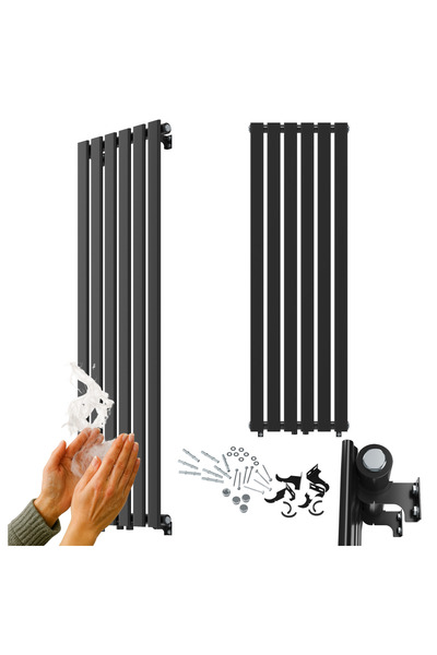 Granitan Radiator Baie Fero, Vertical, Panou, 1400x450 mm, 687 W, Negru