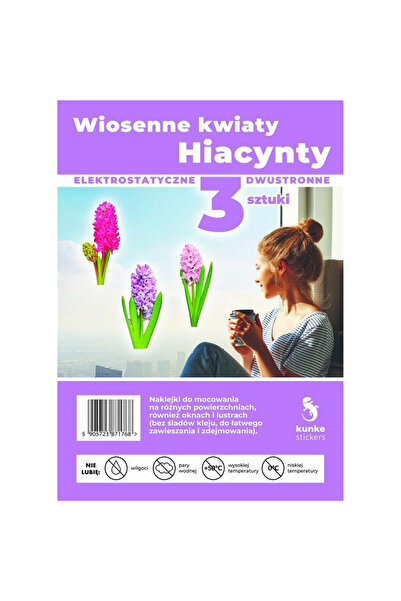 Kunke Autocolante electrostatice Wiosenne Hiacynty, fara urme de adeziv, pent...
