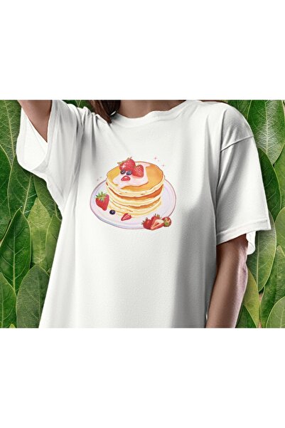 Grafftee Clothing تي شيرت كبير الحجم مطبوع عليه فراولة بانكيك للجنسين