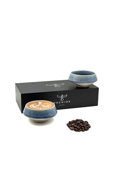 PHENIOX Căni de cappuccino Barista, Barista Albastru Închis, ceramică din gre...