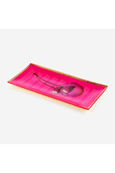 GIFT COMPANY Placă decorativă din sticlă roz cu cireșe roz 10X0,8X21 Cm