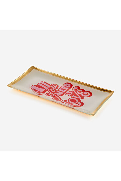 GIFT COMPANY Red Glass All You Need Is Love Decorative Plate 10X0,8X21 cm