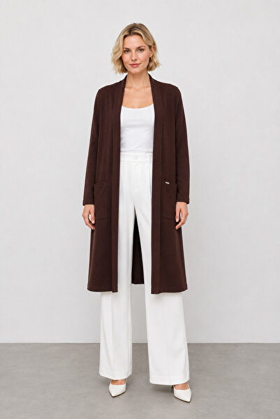 bihan store Women's Long Cardigan with Pockets 3513 - Brown