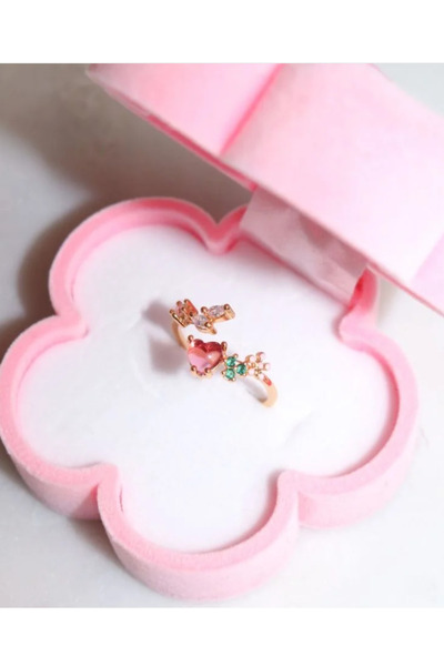 zerzembe Minimal Soft Pink Ring Heart of a Flower Ring Box Is Not Included