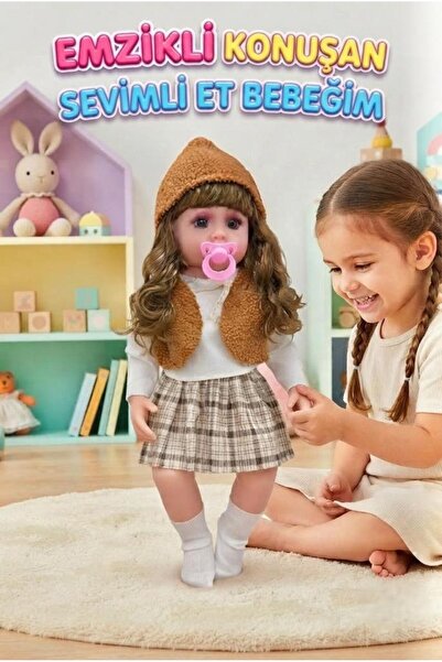 Tıfıl Toys Emzikli Sevimli %100 Et Bebek - 50 cm Konuşan Gerçekçi Oyun Arkada...