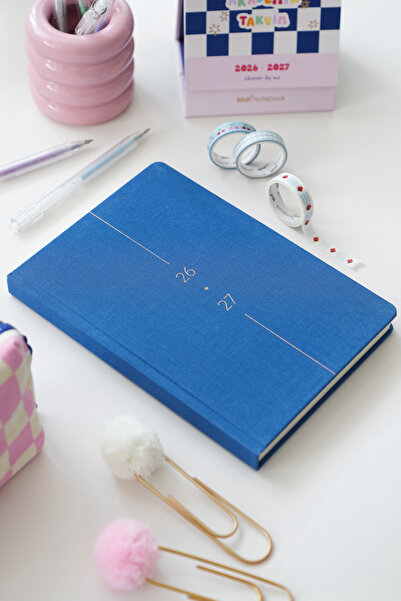 Matt Notebook 2026-2027 A5 Linen Academic Planner 15X21 cm - 17 Months Blue