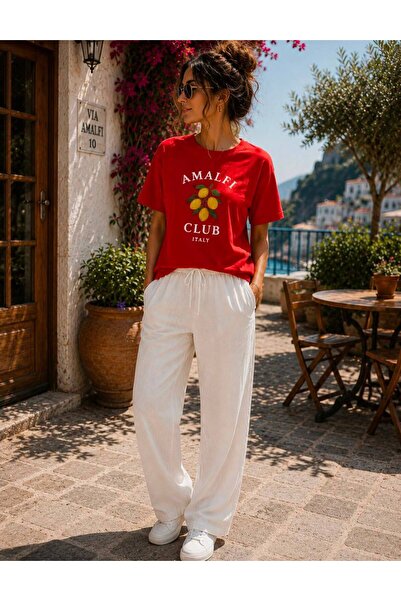 TREND EMMODA تي شيرت نسائي كبير الحجم مطبوع عليه ليمون من Amalfi Clup