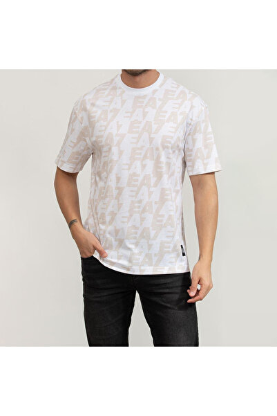 EA7 Erkek Bisiklet Yaka T-Shirt Beyaz