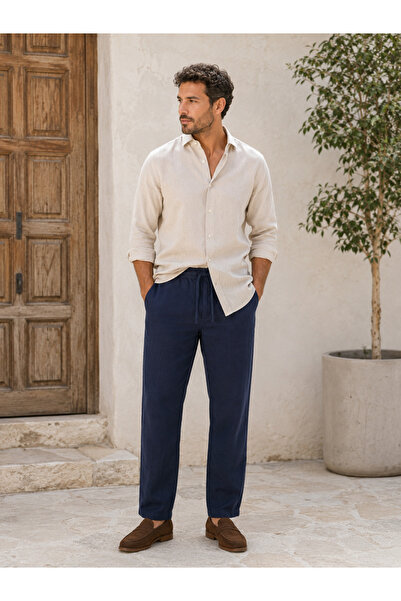Evrano Timeless Elegance Evrano 100% Linen Regular Fit Pants إفرانو |   100% ...
