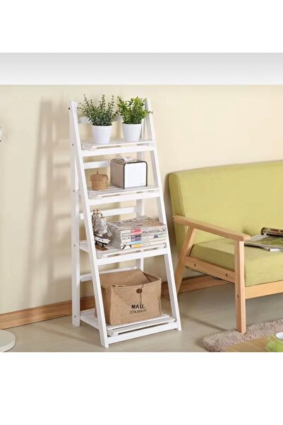 Binshihon Home Wooden Shelf 4 Layers High Quality, Foldable, Multi-Level Ladd...