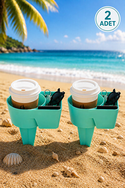 Boldy 2-Pack Beach Cup Holder - Cup Holder with Pockets - Beach Accessory Hol...