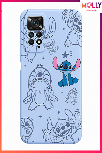 Molly REDMİ NOTE 12 PRO 4G İçin Bebe Mavisi Stitch Tatlı Çılgınlık Desenli Si...