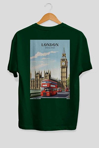 Ankhises Λονδίνο Αγγλία 2 Πράσινο Oversize Country City T-shirt με στάμπα στη...