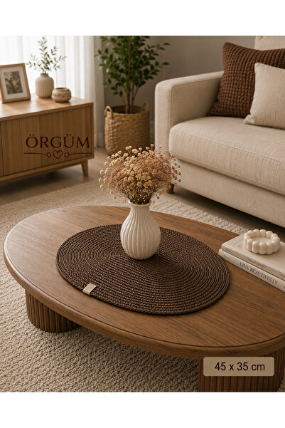 ÖRGÜM Runner 45X35 cm Oval Coffee Table Cover