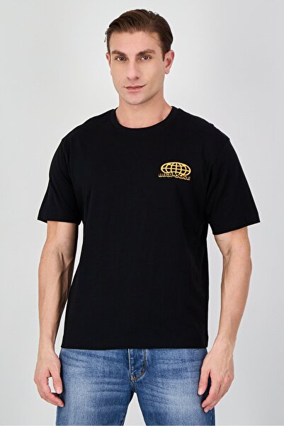 883 Police Men Crew Neck Short Sleeve Graphic Print T-Shirt, Black