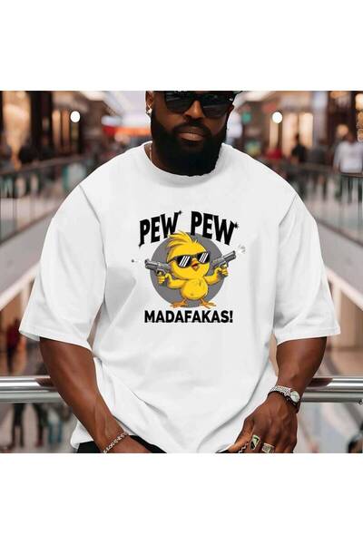 212Wear تي شيرت رجالي كبير الحجم فضفاض بطبعة 'Pew Madafakas' و'Butterfly Fait...