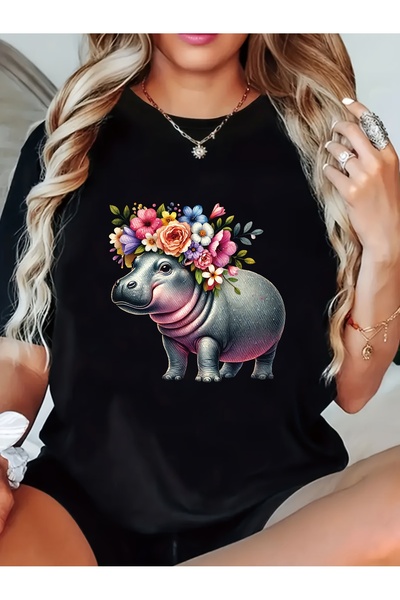 212Wear تي شيرت نسائي كاجوال برقبة دائرية وأكمام قصيرة للربيع/الصيف مع طباعة ...