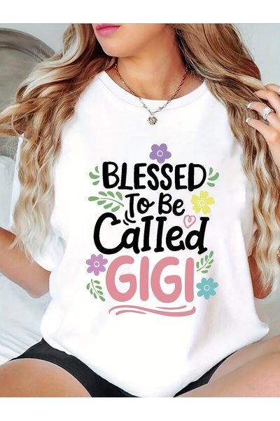 NOURAM GIGI Women's Short Sleeve T-Shirt - "Blessed to Be Called Gigi" Floral...