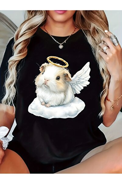 NOURAM [Cute T-Shirt] Lightweight cotton Blend Women's Cute Guinea Pig Angel ...